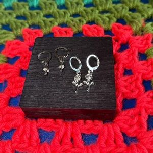 Set Of Mushroom And Flower Dangle Earrings